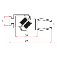 Set magnetických těsnění 45° pro sklo 6mm a profil, 1900mm (2ks)