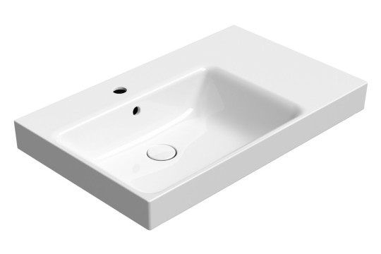 NUBES keramické umyvadlo 80x50cm, s odkládací plochou vpravo, bílá ExtraGlaze