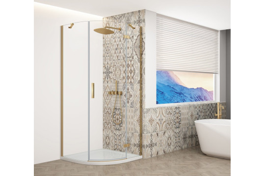 TRINITY GOLD MATT čtvrtkruhový sprchový kout 900x900mm, čiré sklo, pravé