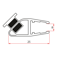 Set magnetických těsnění 45°pro sklo 8mm a profil , 2000mm (2ks)