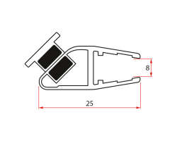 Set magnetických těsnění 45°pro sklo 8mm a profil , 2000mm (2ks)