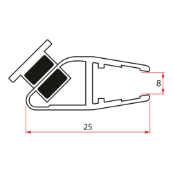 Set magnetických těsnění 45°pro sklo 8mm a profil , 2000mm (2ks)