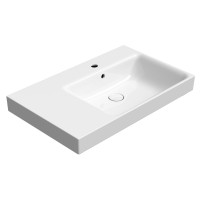 NUBES keramické umyvadlo 80x50cm, s odkládací plochou vlevo, bílá ExtraGlaze