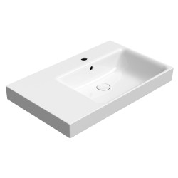 NUBES keramické umyvadlo 80x50cm, s odkládací plochou vlevo, bílá ExtraGlaze
