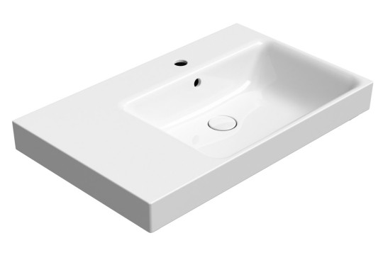NUBES keramické umyvadlo 80x50cm, s odkládací plochou vlevo, bílá ExtraGlaze