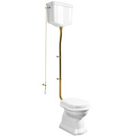 RETRO WC mísa s nádržkou, spodní odpad, bílá-bronz