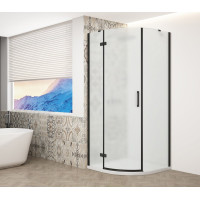TRINITY BLACK čtvrtkruhový sprchový kout 900x900mm, matné sklo, levé