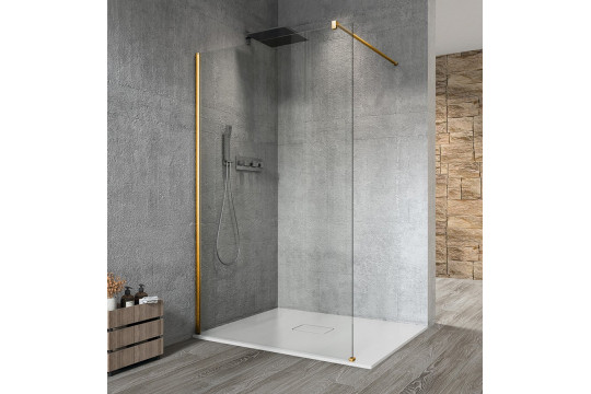 VARIO GOLD MATT jednodílná sprchová zástěna k instalaci ke stěně, čiré sklo, 800 mm