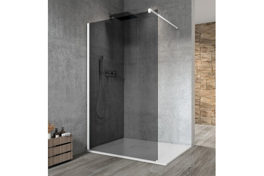 VARIO WHITE jednodílná sprchová zástěna k instalaci ke stěně, kouřové sklo, 700 mm