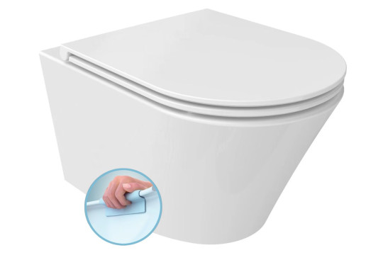 PACO SHORT závěsná WC mísa, Rimless, 36x47,5cm, bílá