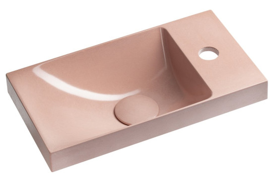 AGOS betonové umývátko 40x22cm, levé/pravé, růžová pololesk
