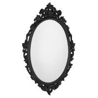 DESNA oválné zrcadlo ve vyřezávaném rámu, 80x100cm, černá