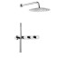 Podomítkový sprchový set s termostatickou baterií a držákem ruční sprchy, 2 výstupy, kulatá, chrom
