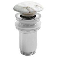 Umyvadlová výpust 5/4“, click-clack, keramická zátka, 10-50mm, bianco carrara
