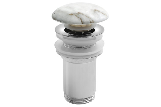 Umyvadlová výpust 5/4“, click-clack, keramická zátka, 10-50mm, bianco carrara