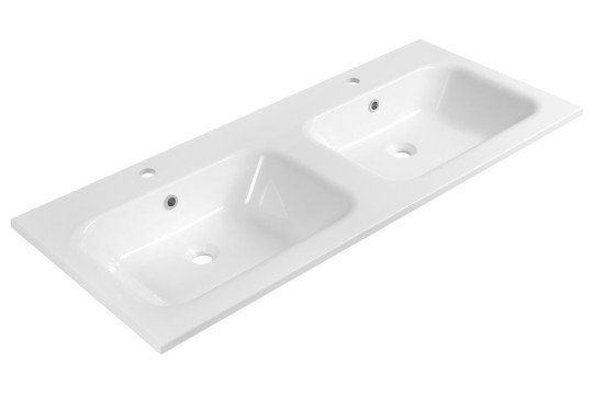 ARECA dvojumyvadlo, litý mramor, 121x51,5cm, bílá