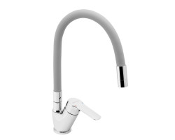 Dřezová baterie s šedým flexi ramenem Metalia 54, chrom