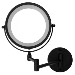 MARY kosmetické zrcátko závěsné, LED, Ø 130mm, černá