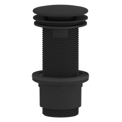 Umyvadlová výpust 5/4“, neuzavíratelná, velká zátka, 10-80mm, ABS/černá mat