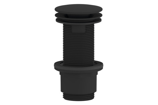 Umyvadlová výpust 5/4“, neuzavíratelná, velká zátka, 10-80mm, ABS/černá mat