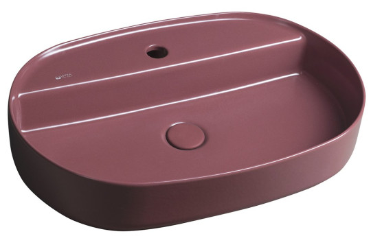 INFINITY OVAL keramické umyvadlo na desku, 60x40 cm, maroon red