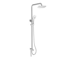 Mereo, Sprchový set s tyčí hranatý, bílá hlavová sprcha a třípolohová ruční sprcha CB95001SW2