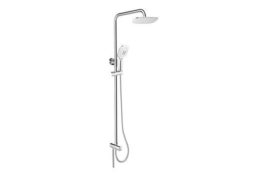 Mereo, Sprchový set s tyčí hranatý, bílá hlavová sprcha a třípolohová ruční sprcha CB95001SW2