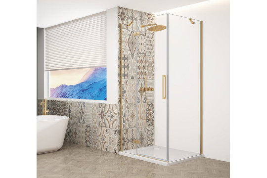TRINITY GOLD MATT čtvercový sprchový kout 900x900mm, čiré sklo, levé