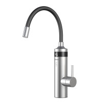 TON elektrická vodovodní baterie s průtokovým ohřívačem vody, flexi ramínko, 230V, 3kW, černá/nerez