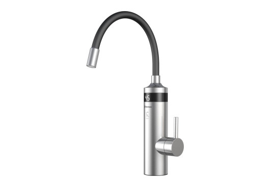 TON elektrická vodovodní baterie s průtokovým ohřívačem vody, flexi ramínko, 230V, 3kW, černá/nerez