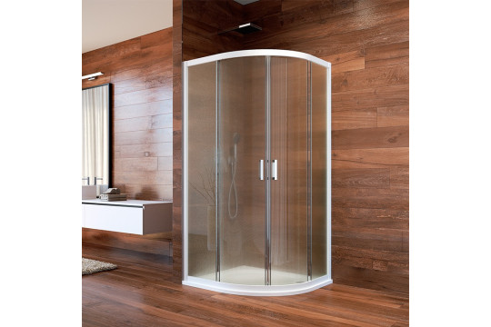Sprchový kout, LIMA, čtvrtkruh, 90 cm, bílý ALU, sklo Point