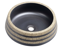 PRIORI keramické umyvadlo, průměr 41cm, 15cm, černá/kámen