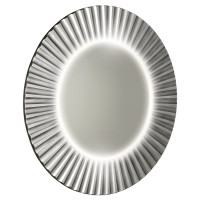 PRIDE kulaté zrcadlo s LED osvětlením v rámu ø 90cm, stříbrná