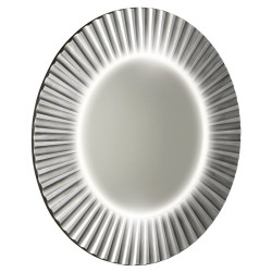 PRIDE kulaté zrcadlo s LED osvětlením v rámu ø 90cm, stříbrná