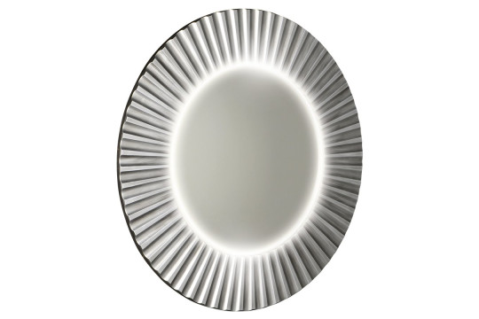 PRIDE kulaté zrcadlo s LED osvětlením v rámu ø 90cm, stříbrná