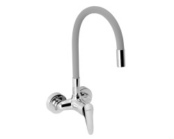 Dřezová baterie s elastickým ramenem 100mm, stříbrošedá-chr.