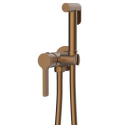 ICONIC podomítková bidetová baterie se Stop sprškou, kulatá, měď mat