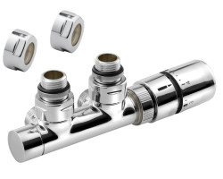 TWIN připojovací sada ventilů termostatická pro středové připojení 50mm, chrom