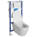 Závěsné WC AVVA CLEANWASH , integr. baterie a bidet. sprška s podomítkovou nádržkou a tlačítkem Schwab, bílá