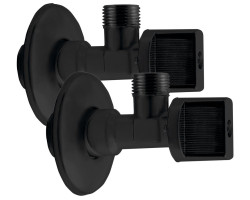 Rohový kulový ventil 1/2"x3/8", bez matky, pár, černá mat