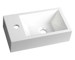 AMAROK umyvadlo 40x11x22cm, litý mramor, bílá, baterie vlevo