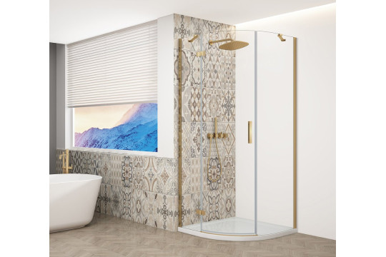 TRINITY GOLD MATT čtvrtkruhový sprchový kout 900x900mm, čiré sklo, levé