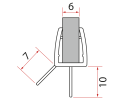 Spodní těsnění na dveře, sklo 6mm, 1000mm