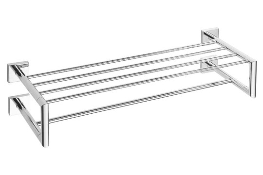 X-SQUARE polička na ručníky dvojitá s hrazdou 650x155x255mm, chrom (132205102)