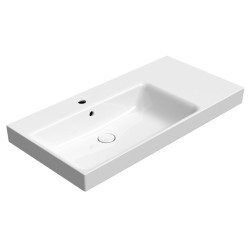 NUBES keramické umyvadlo 100x50cm, s odkládací plochou vpravo, bílá ExtraGlaze
