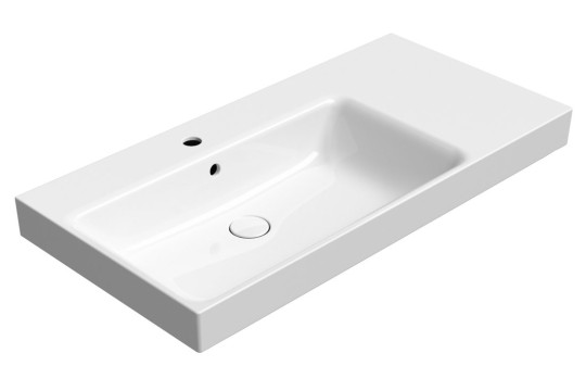 NUBES keramické umyvadlo 100x50cm, s odkládací plochou vpravo, bílá ExtraGlaze