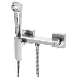 Nástěnná bidetová baterie se Stop sprškou a poličkou, chrom