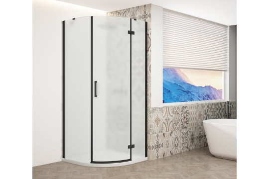 TRINITY BLACK čtvrtkruhový sprchový kout 900x900mm, matné sklo, pravé