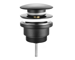 Umyvadlová výpust 5/4“, click-clack, velká zátka, tl.10-55mm, černá