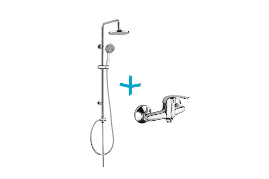 Mereo, Sprchová souprava Lila-plastová hlavová sprcha a třípolohová ruční sprcha vč. sprch. baterie 150 mm CBEE609